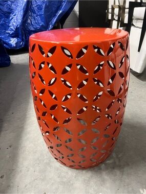 Modern Orange Metal Accent Stool - Brand